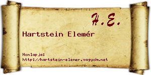 Hartstein Elemér névjegykártya